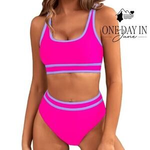 Blooming Jelly High Waist Crop Bikini Swimsuit Size M